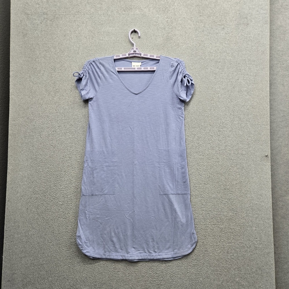 J Jill Women Dress XS Light Blue T‎ Shirt Ruffle V-Neck Pullover Short Sleeve